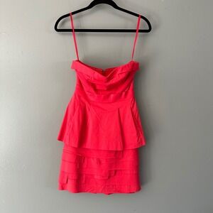 BCBGMaxazria Red Strapless Tiered Mini Dress‎